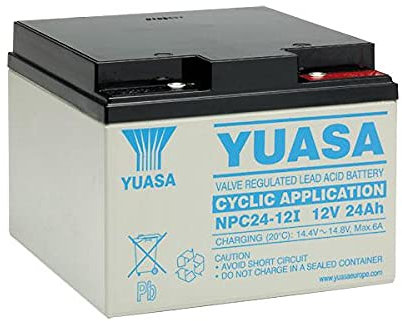 Yuasa NPC24-12 Maintenance Free Lead Acid Battery - 12V, 24Ah Cyclic Application Battery