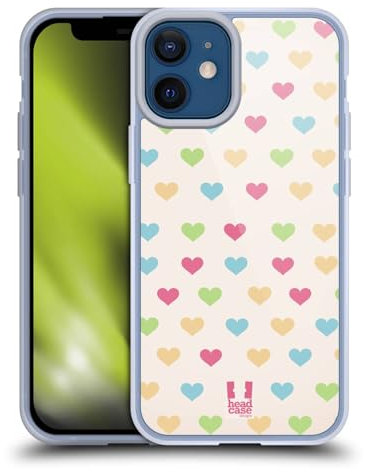Head Case Designs Verschidene BG Weiss Herz Muster Gelhülle [Militärischer Schutzgrad] Kompatibel Mit Apple iPhone 12 Mini Und Kompatibel Mit MagSafe