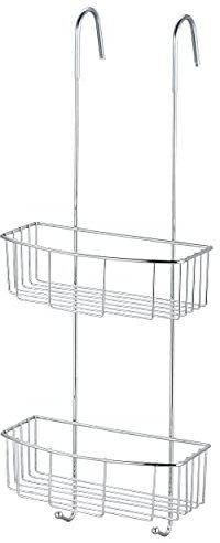 MSV Duschregal zum Hängen l Verchromt - Maße: 60 x 19 x 23 cm l Duschablage zum Hängen an Duschkabinen l Einfache Befestigung ohne Bohren an der Glaswand
