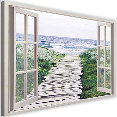 Feeby Viles - Leinwand Bilder - Fensterblick Natur- 90x60 cm- Deko Wohnzimmer - Wandbilder Schlafzimmer - Deko Aesthetic - Wand Deko - Leinwand Groß - Deko Zimmer - Leinwandbilder XXL