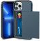 ACOCOBUY Compatible with iPhone 13 Pro Case with Card Holder Shockproof Protective Dual Layer Hidden Sliding Card Slot Heavy Duty Wallet Phone Cover Armor Back Shell 6.1 inch for Men Women Navy
