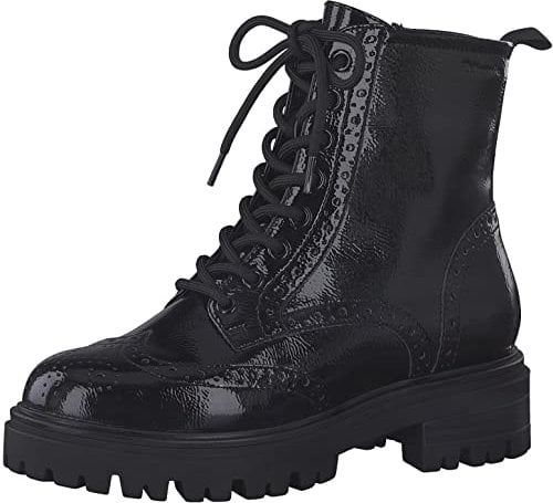 Tamaris Damen 1-1-25837-29 Stiefelette, Black PATENT, 38 EU