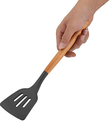 ZPSHYD Silicone Food Turner, Non Stick Slotted Kitchen Spatula with Wooden Handle, High Heat Resistant Cooking Utensil for Fish Eggs Pancake Home Cookware