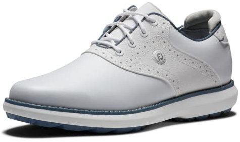 FootJoy Women's Traditions Spikeless Golf Shoe, White/White, 8.5 Wide