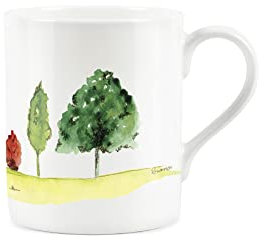 Purely Home Watercolour English Landscape Mug Elm - Small Fine Bone China White Garden Coffee/Tea Present Gift - Designs by Rhiannon Chauncey