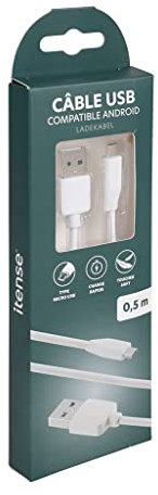 itense - Câble charge rapide micro-USB - Compatible Android - Longueur: 0.5m - Puissance: 12W - Résistant - Courant de sortie: DC 5V/2400 mAh - Embouts renforcés pour une meilleure durabilité