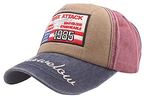 QIFLY Men's Breathable Hat with Usa Flag Embroidered American Classic Flag Usa Flag Patch Military Army Cap Amerikanische Flagge Baseball Cap