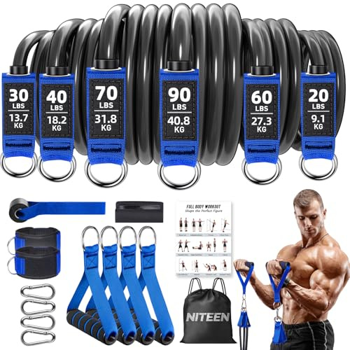 NITEEN 310lbs Heavy Resistance Bands with Handles for Working Out