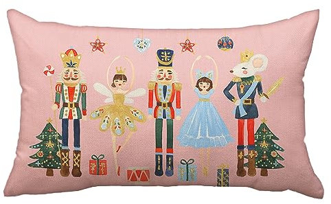 Weihnachtlicher Nussknacker-Kissenbezug, 30,5 x 50,8 cm, rosa Nussknacker, Weihnachtsdekoration, Winterurlaub, Party, Kissenbezug, Dekoration für Sofa, Couch