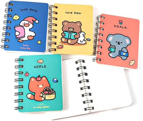 BetterJonny 12 x Mini Animal Notebooks for Boys & Girls Party Bags, Unisex A7 Pocket Size Notebook, Cute Stationery Gifts for Party Bag Fillers, Cartoon Notepads for Kids of any Age