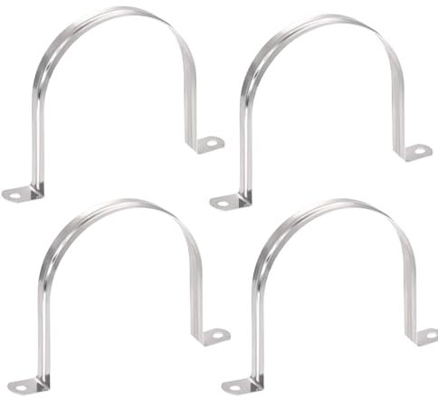 TOP-VIGOR 4Pcs 100mm Rigid Pipe Strap, 2 Holes U Bracket Pipe Clips, 201 Stainless Steel Tube Strap Tension Clip Clamp Saddle Clip for Pipe Fixing
