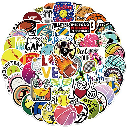 50 Stück Kategorie Ball Aufkleber Auto Laptop Telefon Gitarre Skateboard Motorrad Fahrrad Ball Baseball,Fußball Stickers Set Vinyl Wasserdicht Aesthetic Aufkleber für Jugendliche Kinder Erwachsene