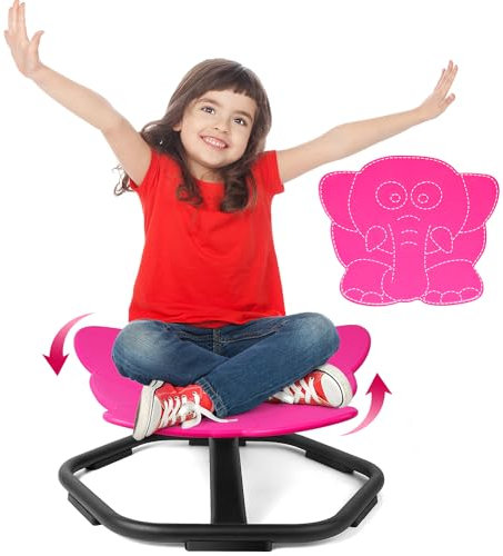 TERRAMUS Silla giratoria para niños, taburete giratorio para entrenamiento de coordinación física y equilibrio, asiento giratorio de 360°, juguete de detección de autismo para niños y niñas (rosa)