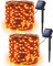 PhilzOps Orange Solar Lichterkette Herbstdeko, 2 Stück 14M 120 LED Halloween Solar Lichterketten Außen 8 Modi Wetterfest Kupfer Draht Lichterkette Aussen für Erntedankfest Garten Baum Hof Party