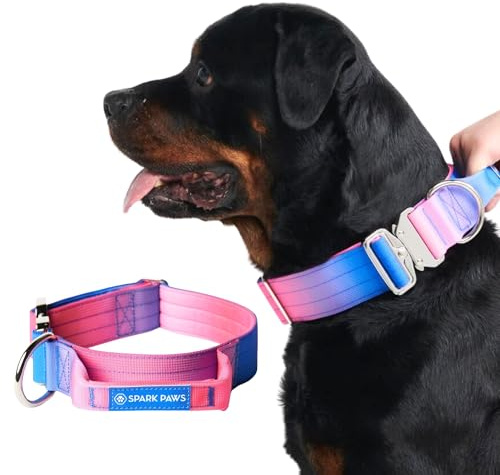 Spark Paws Taktisches Hundehalsband – Robuste, Premium-Qualität, Dick und Langlebig für Große und Mittelgroße Hunde M: 23-39kg [3.8cm]