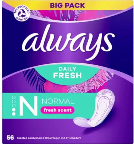 Daily Fresh Slipeinlagen Normal mit Frischeduft Big Pack Binden Pads Damenbinden 56 STÜCK