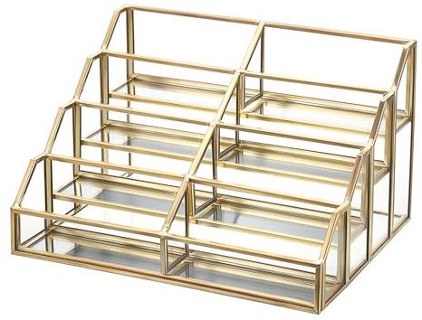 Hipiwe Visitenkartenhalter aus Glas, goldfarben, 8 Fächer