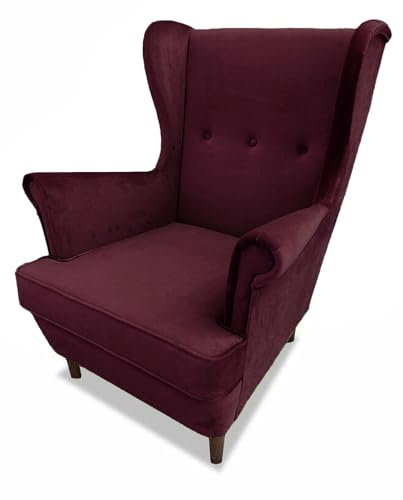 SILKMARKS® Designer Ohrensessel mit hochwertigem Bezug - 11 Farbvarianten verfügbar - Robuster Sessel mit optimaler Gemütlichkeit - Entspannung in Luxusqualität (Bordeaux)