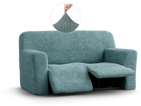 PAULATO - Sofabezug 2 Sitzer mit Liegefunktion aus einfarbiger Mikrofaser, kratzfestes Gewebe, maschinenwaschbar, WavyTech-Technologie, Made in Italy - Anis