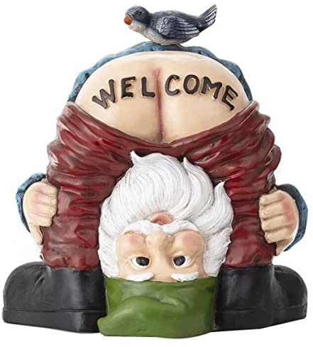 Xoeryoy Statue de Nain de Jardin, Nain drôle, Fesse Nue, Signe de Bienvenue, Sculpture en résine, Elfe Miniature, décoration pour Jardin, Cour, pelouse
