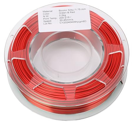1,75 Mm 3D Drucker PLA Filament, Grün roter Farbverlaufs Druckerfilament für ANYCUBIC 200 G, PLA 3D Drucker Filament 1,75 Mm, Coextrusions Regenbogen Filament, 3D Druck Filament