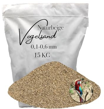 15kg Vogelsand 0,1-0,6 mm ohne Zusatzstoffe wie Anis und Grit Beiger keimfrei qualitativ hochwertig Bodengrund für Käfige