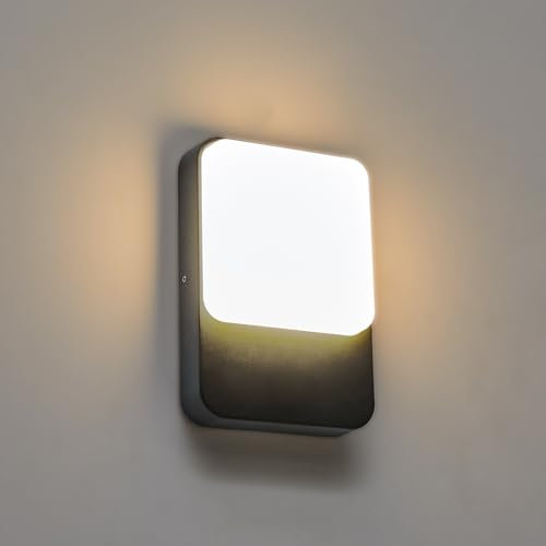 LMP LED Wandleuchte Wandlampe aussen außen, IP54 Außenlampe Aussenlampe Außenleuchte Wand, Grau Ausenbeleutung Aussenbeleuchtung Aussenleuchte Hauswand, Außenbeleuchtung Außenwandleuchte Terrasse