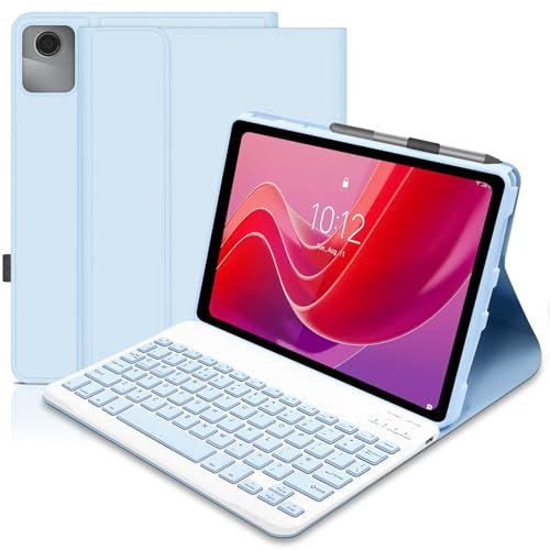 Case with keyboard for Lenovo Tab M11 2024(TB330FU/TB330XU), UK layout Keyboard Case for Lenovo Tab M11, Slim Smart Cover with Detachable Bluetooth Keyboard for lenovo m11 Tablet 11, Blue