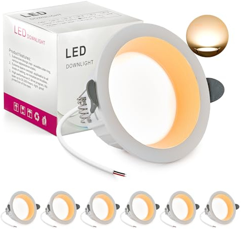 BRIMETI LED Spots Einbaustrahler 230V Ultra Flach 7W 6er Set Deckenspots IP44 700lm LED Spot,Warmweiß 3000K,Ausschnitt 70mm, Slim Einbauleuchte für Schlafzimmer Badezimmer Wohnzimmer Küche (Weiß)
