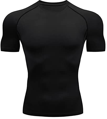 POENVFPO Kompressionsshirts, Hochelastisches, Schnell Trocknendes Sport-Trainingsshirt, Training, Fitnessstudio, Yoga, Laufen, für Herren