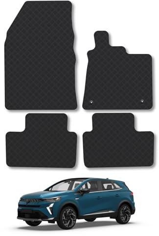 Renault Symbioz (2024+) Rubber Car Mats Accessories Tailored Fit Compatible Accessory Waterproof Protection Non-Slip Floor Mats Full Coverage Durable Front Rear Set Coverage with Clips