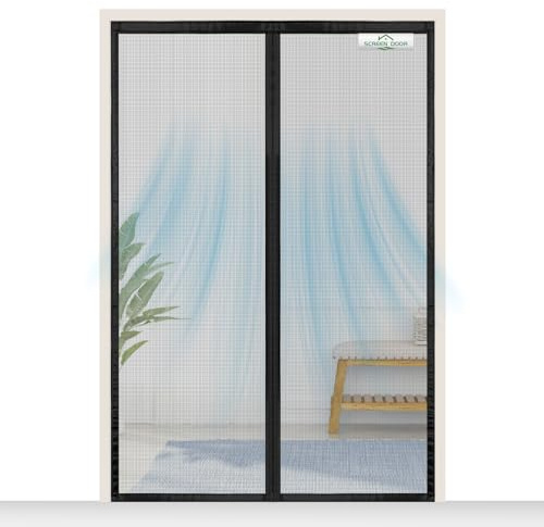 SCREEN DOOR Mosquitera Puerta Magnetica 80x200cm, Protección contra Insectos, Fácil Instalación – Negro
