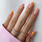 24pcs Medium Square Press on Nails French Tip False Nails Pink Orange Fake Nails Flower Stick on Nails Removable Glue-on Acrylic Nail Tips Spring Summer Accessories for Women