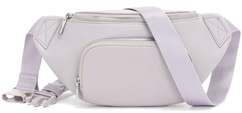 Glintify kleine Bauchtasche Damen Hellgrau lila klein umhängetasche Damen Handtasche klein Crossbody Bag gürteltasche Veganes Leder Brusttasche