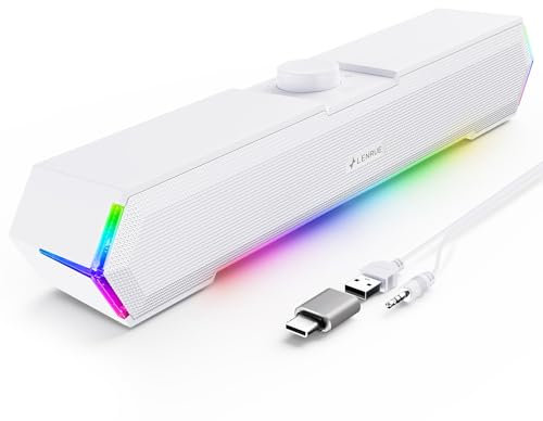 G11 PC Speakers for Desktop, Touch Lights Computer Speakers with Surge Clear Sound, USB C/USB Powered for Computer Desktop PC Laptop Monitor (White)
