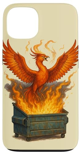 Phoenix steigt aus dem Müllcontainer Feuer Kunst Hülle für iPhone 13