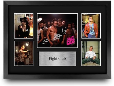 HWC Trading Fight Club Geschenke Geducktes Signiertes Autogramm Präsentationsdisplay für Fans von Film Memorabilien - A3 Gerahmt