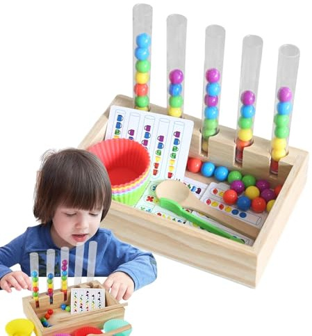 Clip Beads Tesing Tube Toys, Perlen Passend Zu Einem Farbclip Reagenzglas, Farbsortierkugeln, Regenbogenkugeln In Bechern Spielzeug Farbsortierspielzeug, Lernspielzeug Für Farbklassifizierung