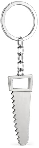 DONWOIE Hand Saw Keyring, Woodworking Tool Keychain Bag Charms for Women | Cool Key Rings with Realistic Silver Design Gifts for Carpenters & Craft Lovers Friends Family Boys and Girls