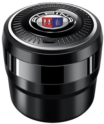 Tragbarer, leuchtender Auto-Aschenbecher, Kompatibel Für Alpina Bmw E46 E39 E38 E90 E60 Z3 Z4 X3 X5 X6, Keramikeinsatz, Kfz-Innenzubehör(Black)