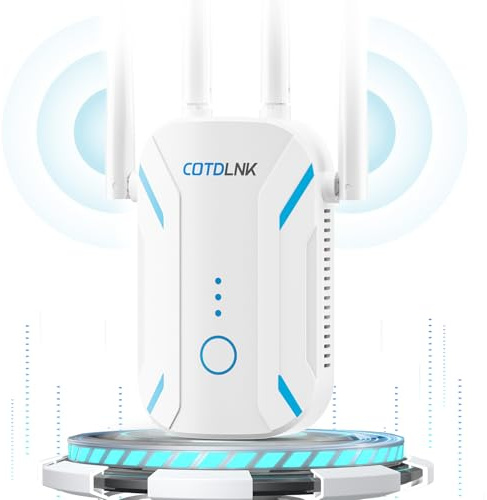 2026 COTDLNK WiFi Extender Booster for Home with Built-in PA WiFi Booster 1200Mbps Wireless Internet Booster WiFi Range Extender, Dual Band 2.4GHz& 5GHz, with Ethernet port, UK Plug (pearl white)