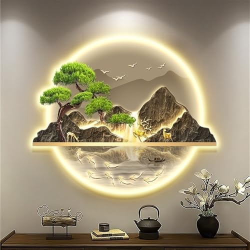 3D Wandkunst-Dekor mit LED-Beleuchtung, großes hängendes Gemälde für Wohnzimmer, Schlafzimmer, Küche, steckbare Stromversorgung