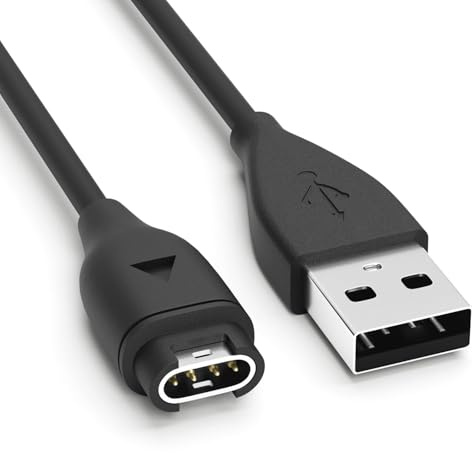 1M Black USB Charger Cable Compatible with Garmin Watches – Fast & Stable Charging Lead Replacement for Fenix, Epix, Forerunner, Instinct, Venu & Vivoactive
