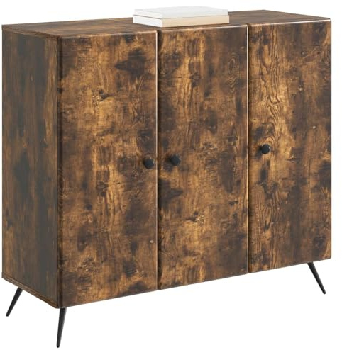 vidaXL Sideboard Geräucherte Eiche 89 x 34,5 x 80 cm Holzwerkstoff, Wohnzimmer, Rechteckiges Buffet, Moderner Sideboard, Geräumiger Essbereich-Organizer, Praktisches Möbelstück