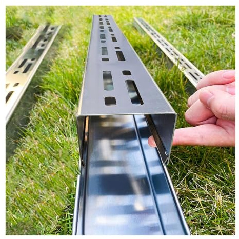 QWEASDF Canalina Inox， Piccolo Canaletta Scolo Acqua Piovana Acciaio Inox 304 | Per Pavimento del Giardino，Lungo 1 m，con Griglia di Scolo， per vialetto, piscina e trincea