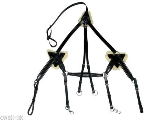 Cwell Equine 5-Punkt-Brustgeschirr, hochwertiges Leder und Druck-Pads, X Full/Cob/Pony (Schwarz, Pony)