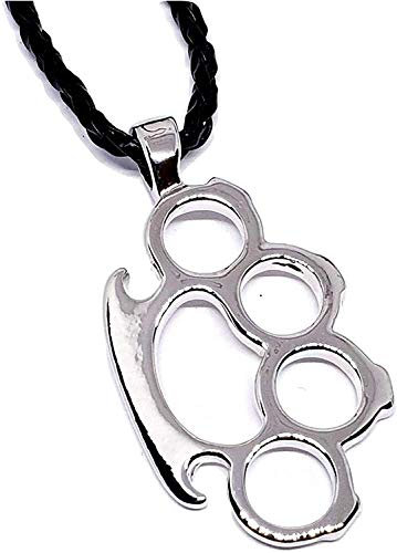 Eclectic Shop Uk Knuckle Duster Pendant Leather Plaited Necklace Rockabilly Punk Rock Skinhead
