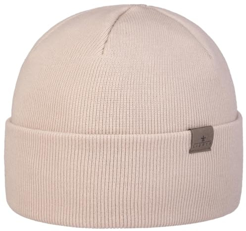 LIERYS Fine Merino Strickmütze mit Umschlag Oversize Beanie Damen Herren Made in Germany Winter weiß One Size