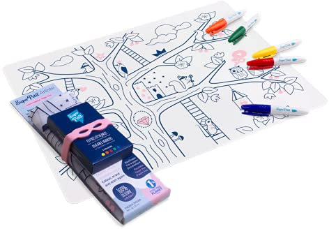 SUPER PETIT - Gioco educativo - Set da tavolo educativo - Colorazione riutilizzabile - Albero magico - 5 feltri e bracciale forniti - Facile da pulire - Riutilizzabile - Antibatterico - Da 3 anni