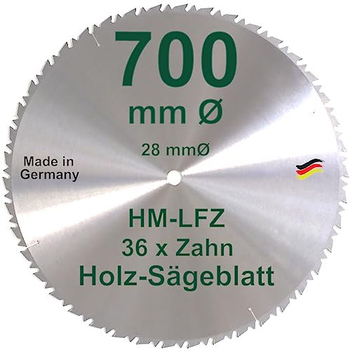 HM Sägeblatt 700 x 28 mm mit Reduzierring 30 auf 28 mm LFZ Flach-Zahn Hartmetall Widea für Brennholz Hartholz Kreissägeblatt für Wippsäge und Brennholzsäge 700mm